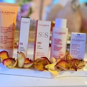 🌸 CLARINS LUXURY 5-PIECE SKINCARE & BEAUTY BUNDLE 🌸